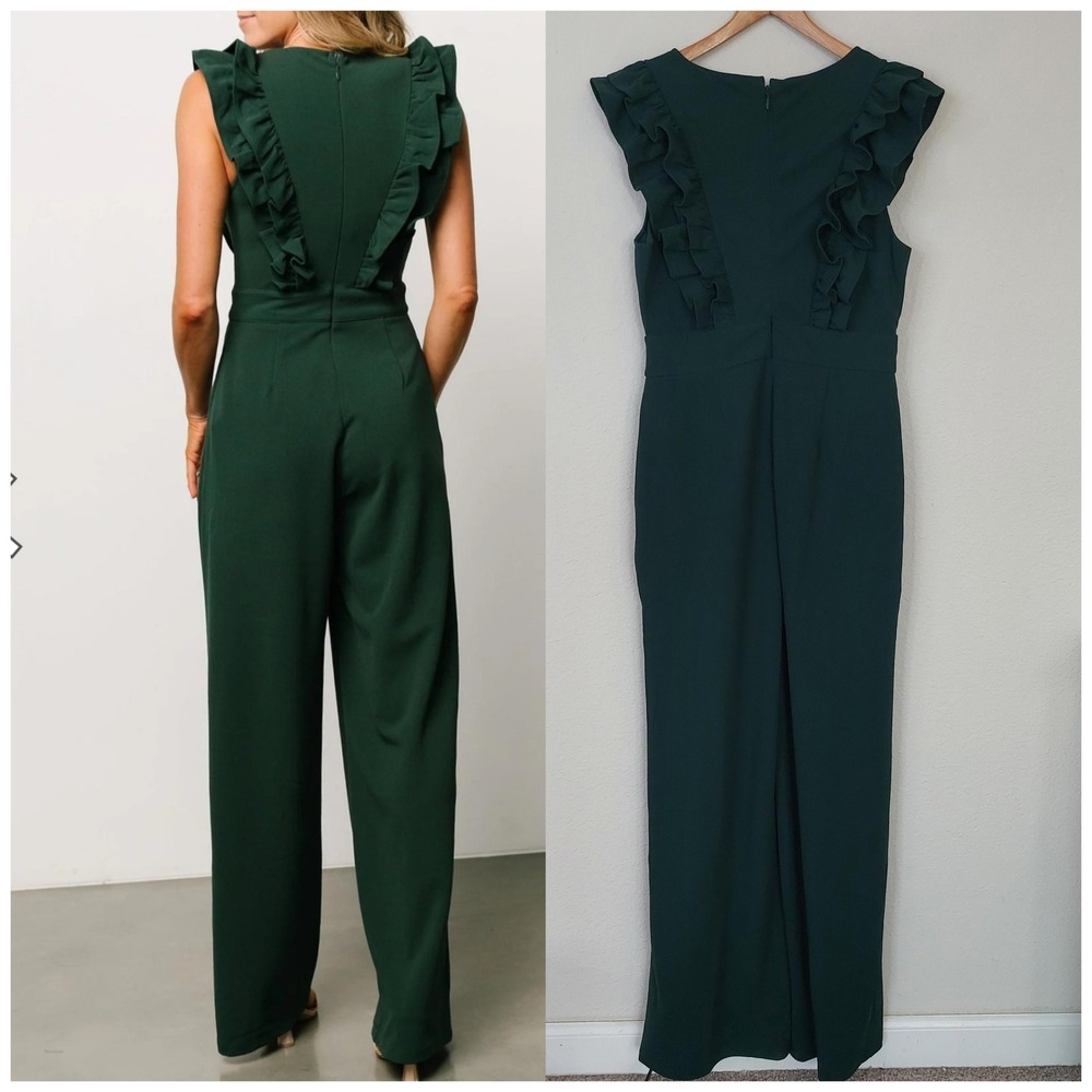 Baltic Born Descanso Ruffle Dark Green Jumpsuit Size Large NWT - Picture 2 of 7